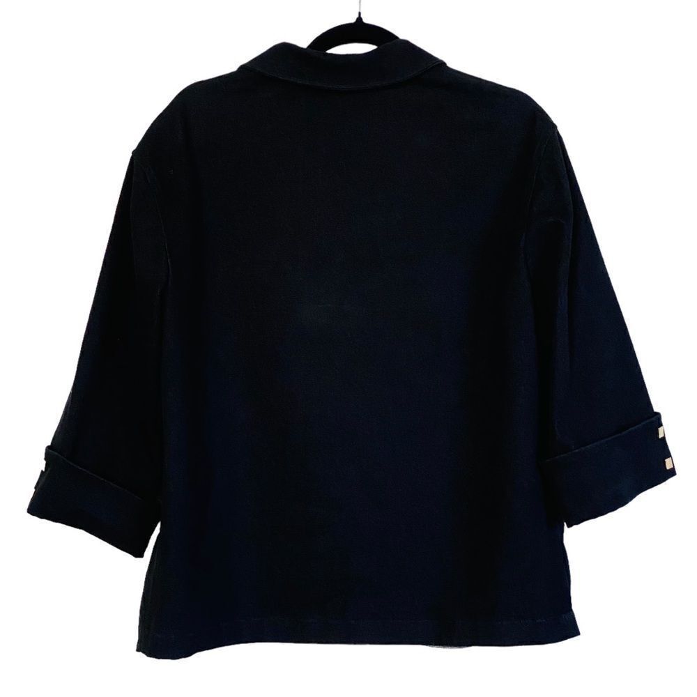 St John Sport by Marie Gray Black Denim Zip Up Jacket Sz S - Picture 11 of 12